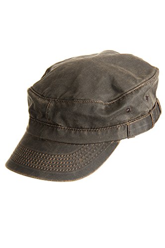 Weathered Cotton Military Cadet Cap, BROWN, Size S/M (6 3/4 - 7 1/8)