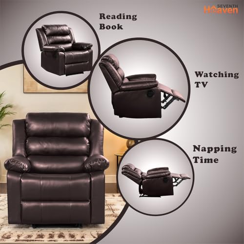 Image of Seventh Heaven Phoenix 1 Seater Motorised Recliner | Single Sofa Chair for Living Room Comfort | Ergonomic Design (Leatherette - Brown)