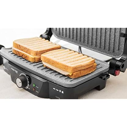 Cecotec Rock´n Grill 2000 .Elektrogrill, RockStone Antihaftbeschichtung, 180º Öffnung, höhenverstellbar, Kochfeld 30 x 23,5 cm, 2000 W, Edelstahl und Kunststoff (Feste Platten, 1500 W) – Bild 4