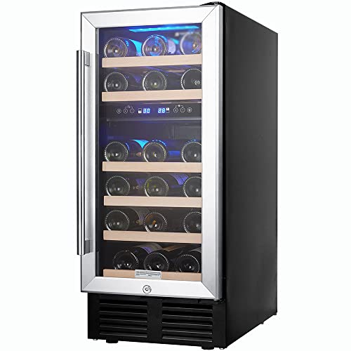 15 Inch Dual Zone Wine Cooler,Wine Refrigerator BuiltIn 28 Bottle,Wine