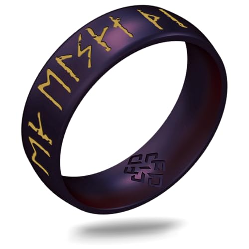 Knot Theory Viking Silicone Ring - I Love You in Rune Characters Breathable Comfort Fit - Valentine's Engagement Wedding Band