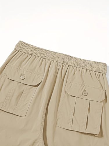 Image of Vogaan Casual Solid Men's Loose Fit Drawstring Cargo Pants with Multiple Pockets | Cotton Cargos for Men