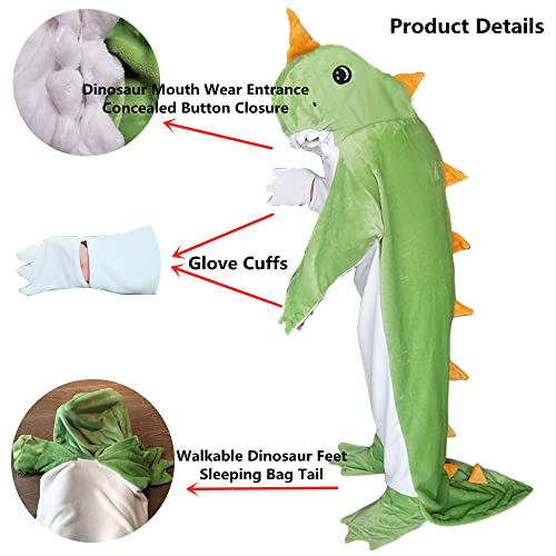 Wearable Dinosaur Blanket Hoodie Animal Sleeping Bags for Kids Adult Soft Cozy Dinosaur Gifts(M fit for Height 4'3"-5'3",Cosplay Dinosaur) - Image 6