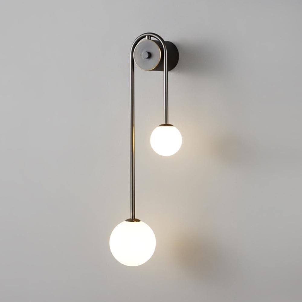 CWCQGH All Copper Glass Circular Shape Lobby Wall Lamp Modern Minimalism Bedroom Wall Sconce with G9 Base Wall Light for Living Room Entrance Corridor Lighting