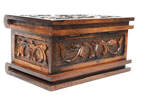Tubibu Walnut Treasure Within Puzzle Secret Magic Box Hand Made Unique Jewelry Box With Hidden Key 10 Inchx6 Inchx5 Inch thumb #7