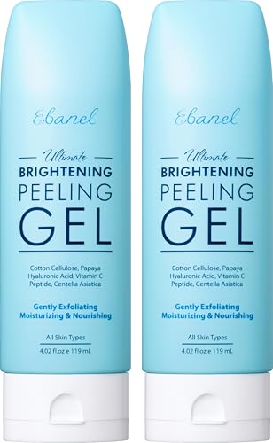 Image of Ebanel Brightening Peeling Gel with Cellulose, Rice, Papaya, HA, Cica, 2PK | Gentle Exfoliating Gel Peel for Face and Body, Deep Pore Cleanser Minimizer Exfoliator for Softer, Smoother, Radiant Skin