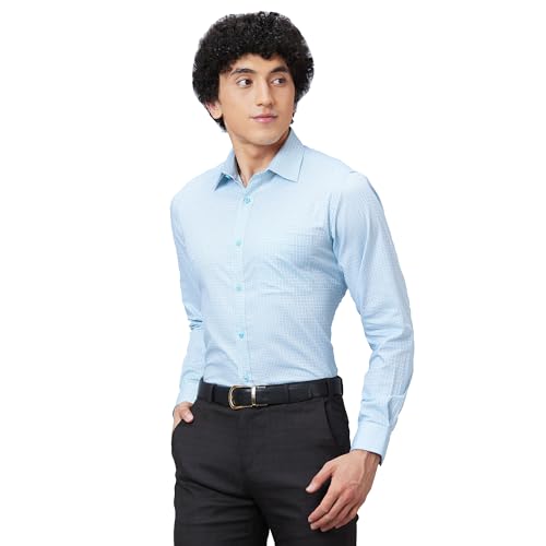 Image of Raymond Men's Pure Cotton Structure Pattern Slim Fit Semi Cutaway Collar Full Sleeve Formal Shirt
