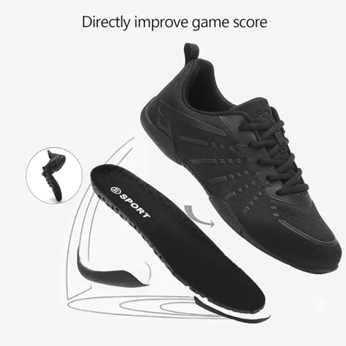 Image of White Cheer Shoes Women Girls Black Mesh Breathable Dance Sneakers | Cheerleading Athletic Sneakers Cheerleader Gymnastic Competition School Sports Flexible Footwear