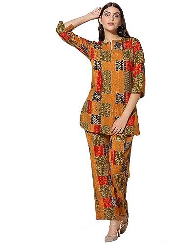 Image of TOPLOT Co-ord Set for Women Printed Straight Cotton Kurta with Pant