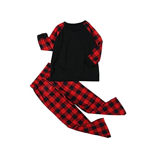 MLOPPTE pyjamas, familj matchande pyjamas set rutig rund hals långärmad tröja + byxor för barn vuxna, 4, M