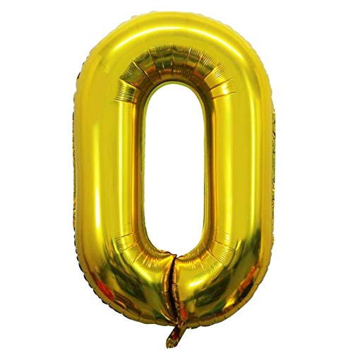 Image of Atpata Funky 0 Number Golden Foil Balloon 40 inch Size Birthday Decoration Items | Happy Birthday Decoration Kit | Zero Number Balloons for Party Anniversary Wedding Decorations