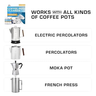 COLETTI Coffee Pot Cleaner Coffee Percolator Cleaner, Coffee Cleaning Tablets Descaler for Stainless Steel Percolator, Moka Pot, French Press Individually Wrapped Tablets [Pack of 24]