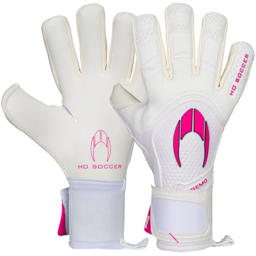 HO Soccer Supremo PRO Aqua SMU Junior Goalkeeper Gloves Size 5 White/Pink