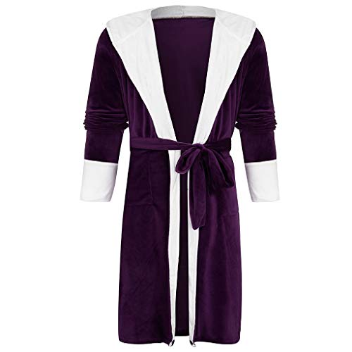 Camisones sexis de algodón para mujer, bata larga de felpa de invierno, bata de manga larga, bata de baño, ropa de dormir para mujer, ropa de dormir para embarazada, Morado (, S