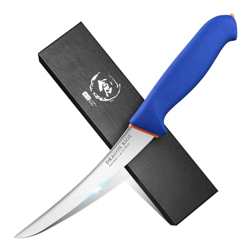 DRAGON RIOT 6 Inch Boning Knife, Flexible Curved Blade Processing Knife Brisket Meat Trimming...