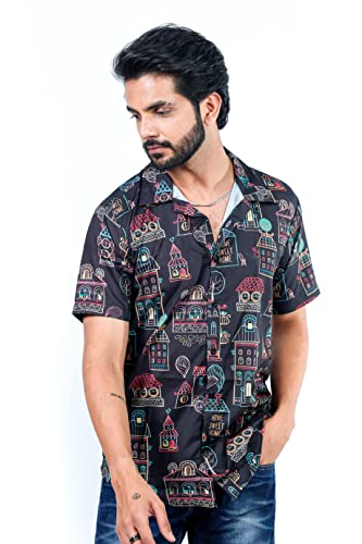 Image of HARPITA Men's Poly Cotton Digital Printed Stitched Half Sleeve Shirt