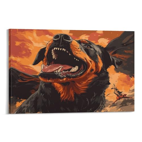 Doberman Tableau Murale MEFESE en Toile Impression 3D Salon 30x45cm