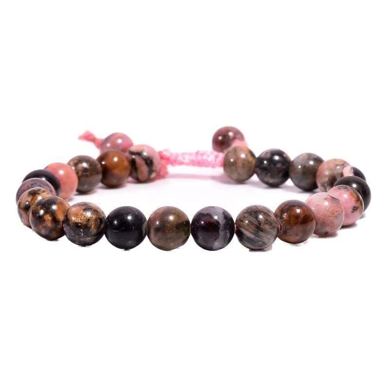 Bracelet en rhodonite 8mm LKBEADS avec cordon ajustable pour méditation