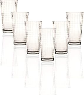 Circleware 40113 Matrix Set of 6 Heavy Base Tumbler Cooler Beverage Glasses 15.75