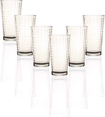 Circleware 40113 Matrix Set of 6 Heavy Base Tumbler Cooler Beverage Glasses 15.75