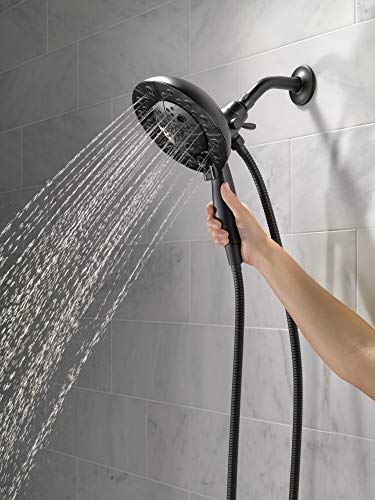 Image of Delta Faucet 5-Spray In2ition Dual Shower Head with Handheld Spray, H2Okinetic Matte Black Shower Head with Hose, Showerheads, Handheld Shower Heads, Magnetic Docking, Matte Black 58480-BL25-PK