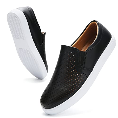 VOCNTVY Womens Loafers Comfort Casual Quilted Leather Slip On Sneakers
