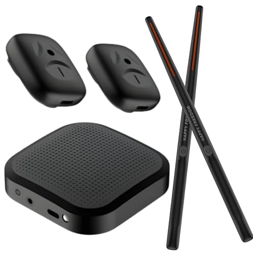 Hanzete Electronic Drumsticks Air Drum Stick with 2 Foot Pedals Connectable to 16D Speaker DSP Level Sound Card Low Delay Portable Electric Rhythm Drum Sticks for Beginners Adult Professional Drummer
