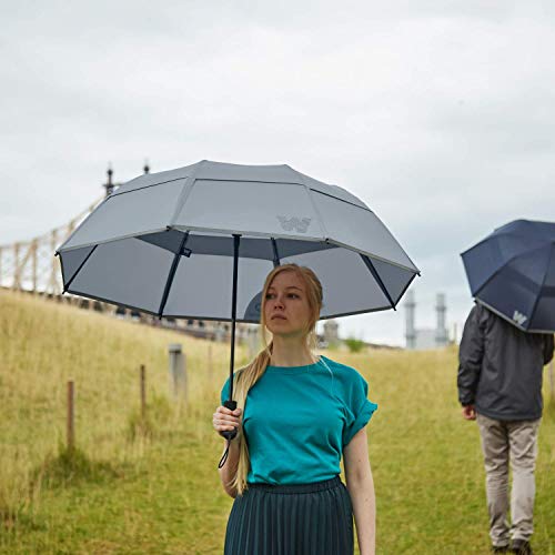 Weatherman Umbrella - Collapsible Umbrella - Windproof Umbrella Resists Up To 55 Mph Winds (Navy Blue) #TOP7