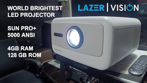 Image of Lazervision LV-1040 Sun Pro+ 50000 Lumens(5000 ANSI) 4K Ultra HD | Android 12 | Lamp Life 50000 hrs | Auto & Digital Focus and Keystone, HDMI, ARC, WiFi, 4Gb-128Gb HDR,HDR10,HDR10+,5 Year Warranty