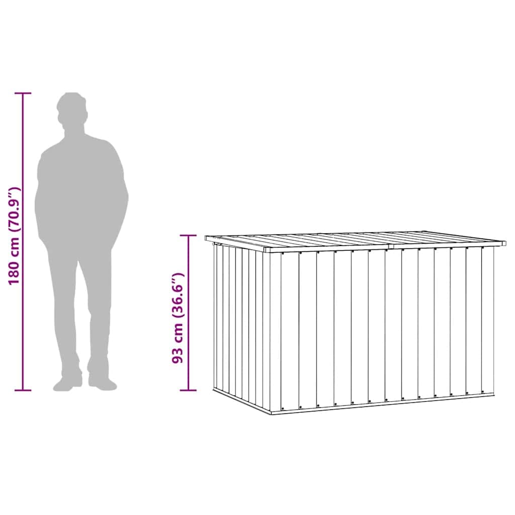 Cassapanca da giardino grigio in acciaio zincato, 149 x 99 x 93 cm, spaziosa scatola con 1,03 m³ di spazio di archiviazione, coperchio pieghevole, versatile box da esterno per giardino