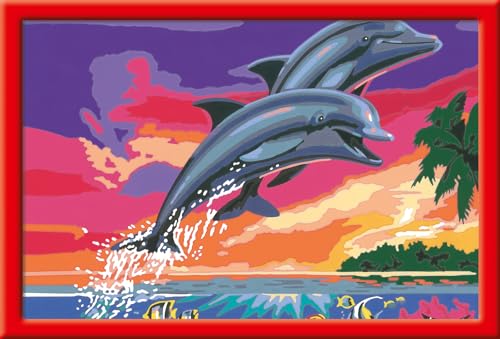Ravensburger CreArt 28907 - Welt der Delfine - Malen nach Zahlen für Kinder ab 9 Jahre, Malset mit Rahmen, Pinsel und Acrylfarben, Geschenk für Mädchen und Jungen Ravensburger CreArt 28907 - Welt der Delfine - Malen nach Zahlen für Kinder ab 9 Jahre, Malset mit Rahmen, Pinsel und Acrylfarben, Geschenk für Mädchen und Jungen