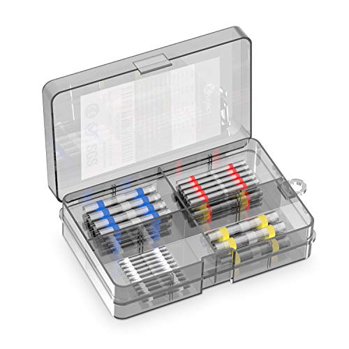 Kuject 50PCS Solder Seal Wire Connectors Waterproof Heat Shrink Butt Connector Solder Sleeve Self-Solder Insulated Electrical Butt Splice Wire Terminals for Marine Automotive Boat Truck Wire Joint