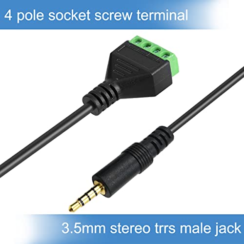 Xiatiaosann 3.5mm Speaker Wire Adapter, 1/8" 4 Pole Stereo TRRS Male Jack to AV 4 Screw Terminal Block Balun Connector Cable, Solderless Terminal Block Cord 30cm (3.5mm M/ 4pin), 2 PCS