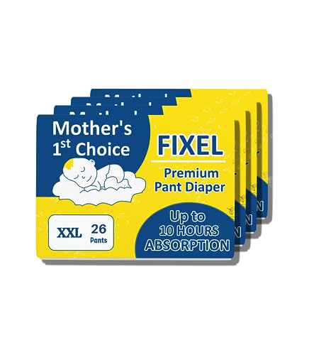 Image of FIXEL Baby Pants Diapers, XX-Large (XXL), with Wetness Indicator, 15-25 kg, Pack of 4, 104 count