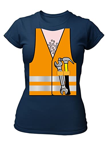 clothinx Karneval Bauarbeiter-Kostüm Damen T-Shirt Bio & Fair Navy Größe XL