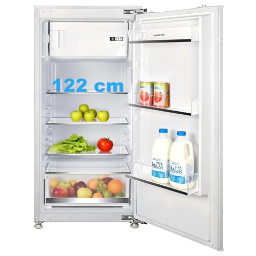 Einbaukühlschrank 122cm mit gefrierfach x 55.5 cm breit | 188 L (172L/16L Gefrierfach ) | 122 cm Nische kühlschrank einbau | Energieeffizient | 4 Versilberung-Hat | Temperaturregelung | Wechselbaren
