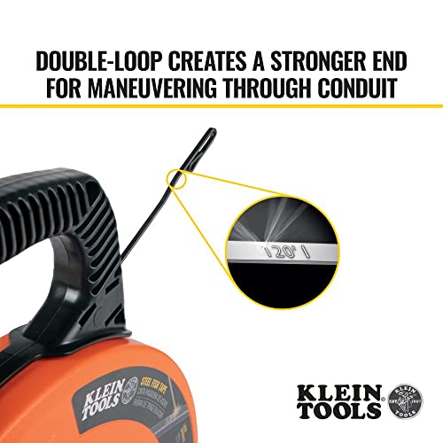 Klein Tools 56333 Electrical Fish Tape, Steel Wire Puller With Double Loop Tip, Optimized Housing And Handle, 1/8-Inch X 120-Foot #TOP3