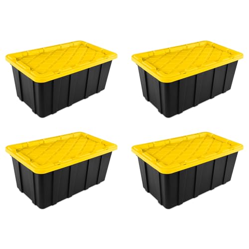 Sterilite 4-Pack Industrial Tote, Plastic Storage Container Bins with Lids, 38 Gallon - Heavy-Duty Organizing Containers for Closet, Bathroom, and Office - Image 3