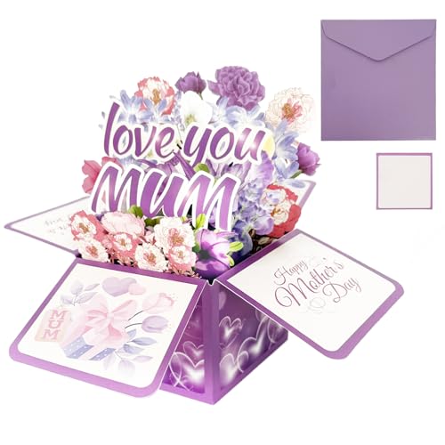 Mothers Day Card 3D Pop Up Mother’s Day Card Happy Mothers Day Mothering Sunday Card Greeting Card with Envelope Mothers Day Gift from Daughter Son for Mum