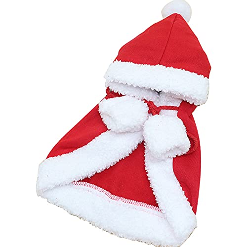 Weihnachtskostüm Katzen Hunde, Haustier Kostüm Weihnachten Kleidung Mantel Umhang für Klein Mittlere Katze Hund, Rot Katzenbekleidung Hundebekleidung Lustig Deko Welpen Weihnachts Outfit Geschenk