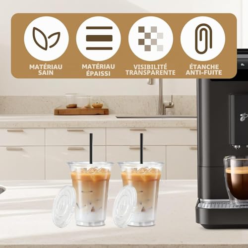 Gobelets réutilisables transparents de 500 ml avec couvercles rigides - 4