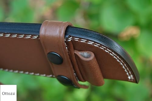 Ottoza Bainha de faca de couro feita à mão direita, bainha de faca de caça - bainha de faca de sobre