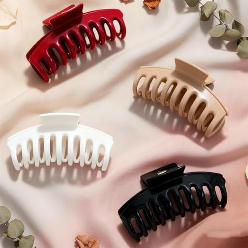 Image of 4 PCS Silicone Flexible Hair Claw Clips for Women, Cloud Soft Clips, Hair Claw Clips for Hat, Jumbo Claws clips for Thick Hair, Unsnappable Non-slip Rectangle Hair Clips