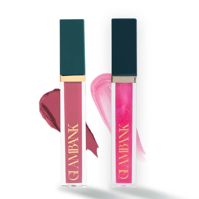 Glambank Lipstick & Lip Oil Combo – Airvelour Crème Matte ‘Wednesday’ (Deep Mauve) + Hydragloss Lip Treatment Oil ‘Moonlight’ (Pink Tint) | Long-Lasting, Hydrating, Vegan, Smudge-Proof Lip Duo