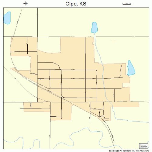 Large Street & Road Map of Olpe, Kansas KS Printed poster size wall