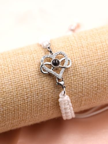 Image of 100 Languages I Love You Bracelet Necklace Heart Projection Bracelets Adjustable Braided Rope Friendship Love Gifts for Mom Best Friends