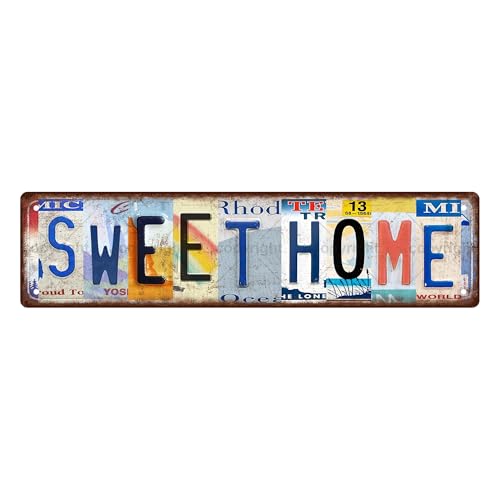 SWEET HOME SPACE Metal Tin Street Sign Bar Cafe Garage Cave Home Room Wall Bathroom Farmhouse Garden Porch Patio Decor, 16 x 4 Inch