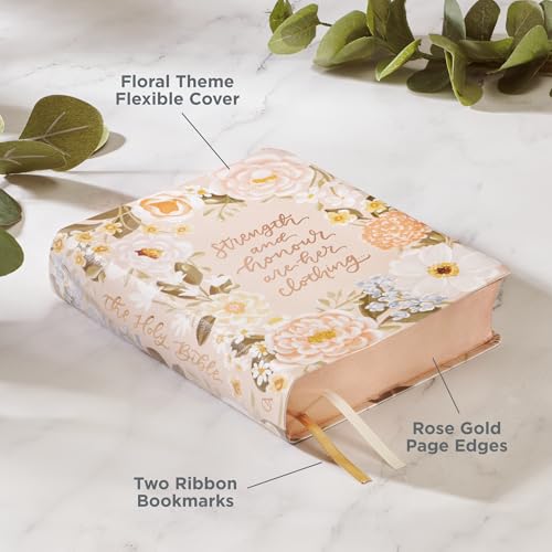 Image of KJV Note-taking Bible, Special Edition, Journal Space, Reading Plan, Maps, Concordance, King James Version Holy Bible, Margo Peach Floral, 8.65 pt. (KJV Note-taking Loveall Edition)