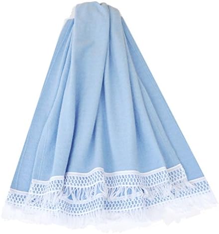 CushyChic Outdoors 38 x 68 Throw Blanket with Fringe in Serenity Blue with White Fringe