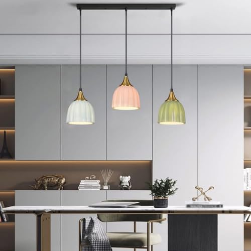 Lamp lustres design scandinave suspension 3 lumières en céramique ambiance bistrot